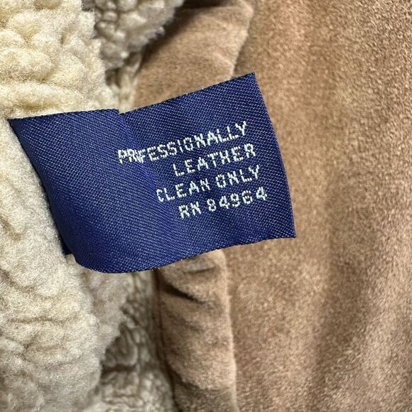 Vintage Y2K Structure Faux Shearling Lined Suede Leather Coat Mens Size M - Picture 7 of 13